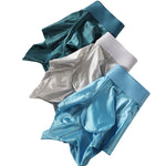 3 Pack Men's Wide Elastic Waistband Solid Color Enhancing Pouch Trunks