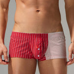 2 Pack Men's Fashionable Cotton Lounge Shorts with Stripe Patchwork