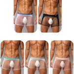 Men's Sheer Elegance Mesh Panels Breathable One-Piece Seamless Trunks