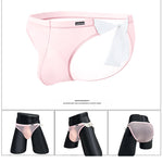 Men's Sexy Translucent Lace-up Briefs with Unfastened U-shaped Large Pouch