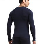Men's Round Neck Solid Color Bamboo Fiber Thermal Underwear Set