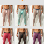 Men's Ice Silk Full Transparent Sexy Fitness Pants Sports Tights