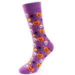 4 Pairs Pumpkin Personality Skeleton Cartoon Trendy Cotton Crew Socks
