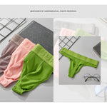 2 Pack Men's Ribbed Low-Rise Support Thongs with U-Shape Pouch