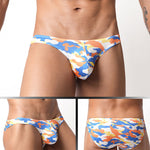 3 Pack Men's Camouflage Print Low-Rise & Sexy Mesh Breathable Briefs