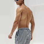 Men's Stripe Drawstring Swim Board Shorts