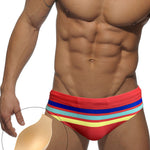 Men's Moisture-Wicking Sexy Striped Color Swim Briefs