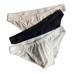3 Pack Men's Solid Color Minimalist Style Breathable Cotton Briefs
