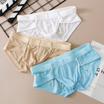 3 Pack Men's Skin-Friendly Solid Color Supportive Pouch Stretch Fit Cooling Briefs