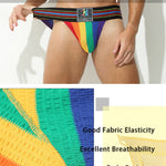 2 Pack Men's Sexy Rainbow Stretchy Breathable Soft U-Convex Pouch Bikini