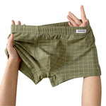 4 Pack Men's Plaid Cotton Trunks with U Pouch and Double Layer Gusset