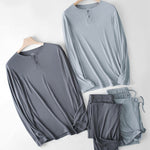 60S Modal Men's Solid Color Pajama Set | Comfortable Casual Wear for All Seasons