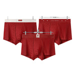 4 Pack Men's Soft Jacquard Cotton Lucky Red Breathable Trunks