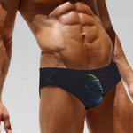 Men's Seamless Comfort Low-Rise Fashionable Graphic Swim Briefs