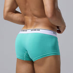 2 Pack Men's Cotton-Spandex Blend Solid Color Elastic Breathable Trunks