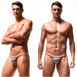 4 Pack Men's Low Rise Sexy Letter Embroidery Lace-Up Thongs