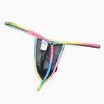 3 Pack Men's Sexy Mesh Strings with Rainbow Waistband