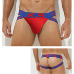 3 Pack Men's Letter Print Color Block Breathable & Stretchy Jockstraps