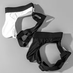 2 Pack Men's Sexy Thong with Elastic Leg Straps and Contoured Pouch