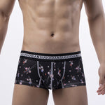 3 Pack Men's Floral Print U-Pouch Slim-Fit Breathable Cotton Trunks