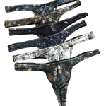 4 Pack Men's Trendy Prints U-Pouch Mesh & Breathable Thongs