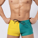 Men's Anti-Odor Bold Prints Stretch Fit Color-Blocked Swim Trunks