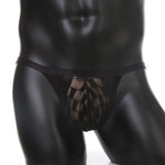 2 Pack Men's Sexy Mesh Thongs with U-Pouch, Breathable Transparent Checkered Design
