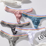 3 Pack Men's Ice Silk Middle-Rise Summer Thongs