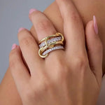 Elegant Calyra Stacked Crystals Ring