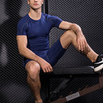 Men's Workout Ready Stretch Fit Tagless & Seamless Sporty Cut Activewear Tops & Tights