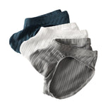 4 Pack Men’s Ice Silk Striped Briefs with Contoured Fit, Breathable Stretch Underwear