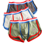 3 Pack Men's Solid Color Mid-Rise Breathable Antibacterial Sporty Cut Trunks