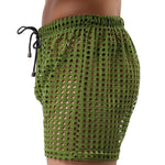 2 Pack Men's Mesh See-Through Shorts with Drawstring Waist