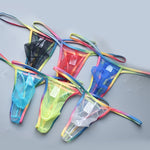 3-pack Men's Sexy Rainbow Transparent Convex Pouch Breathable Thong