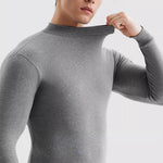 Men's Pure Cotton Mid-Neck Thin Base-Layer Seamless Comfort Thermal Sets
