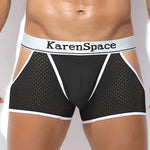 2 Pack Men's Low-Rise Side Vent & Cut-Out Design Breathable Mesh Trunks