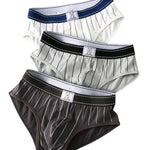 4 Pack Men's Striped Design Soft-Touch Cotton Fabric Breathable Briefs