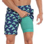 Men's Quick-Dry Digital Print Double-Layer Board Shorts