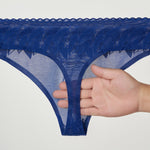 4 Pack Men's High-Stretch & Low-Rise Lace Trim Large Pouch Thongs
