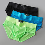3 Pack Men's Single-Layer Sheer Ice Silk U-Pouch Low-Rise Briefs