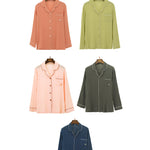 Double-layered Crepe 100% Cotton Solid Color Couple Pajamas Set