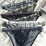 4 Pack Men's Trendy Print Low-Rise U-Pouch & Breathable Mesh Briefs