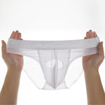 3 Pack Men's Ultra-Thin Ice Silk Briefs with Separation Pouch and Breathable Cooling Comfort