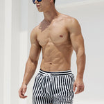 Men's Stripe Drawstring Swim Board Shorts