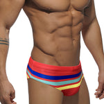 Men's 4-Way Stretch Perfect Fit Colorful Striped Swim Briefs