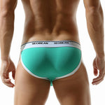 2 Pack Men's Low-Rise Solid Color Bikini with Large Pouch