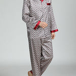 Men's Print Sleepwear Silk Satin Pajamas Set