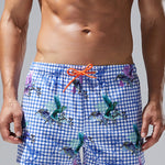 Men's Plaid Patterned Lightweight & Airy Sporty Cut Board Shorts