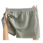 3 Pack Men's Cotton Breathable Striped Button Fly Loose Fit Home Shorts