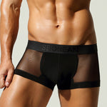 2 Pack Men's Stay-Put Fit Lightweight & Airy Solid Color Semi-Transparent Trunks